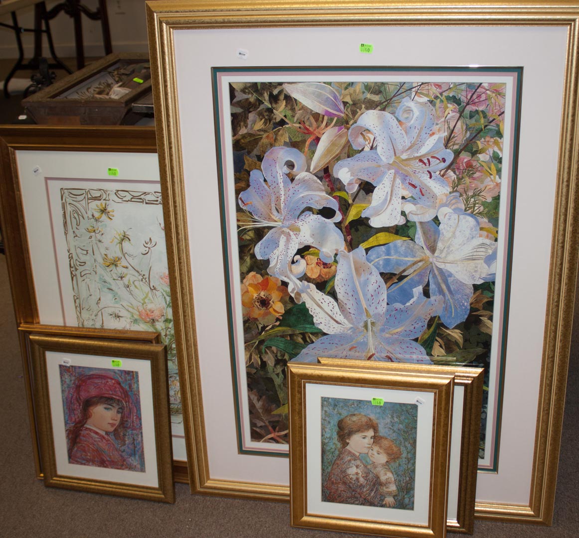 Appraisal: Six framed prints including four Edna Hibel prints