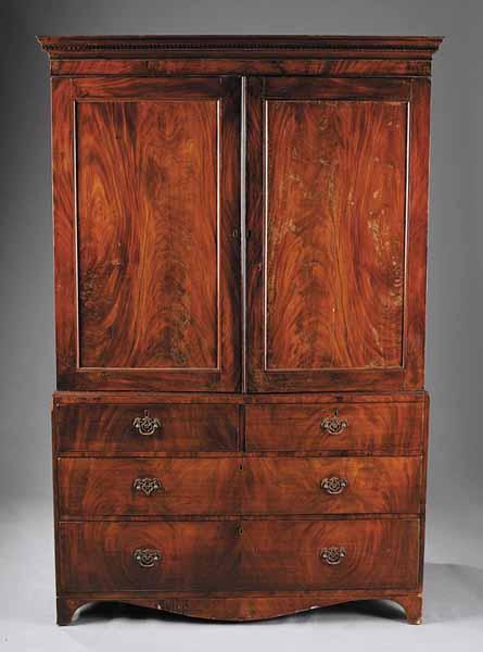 Appraisal: A George III Mahogany Linen Press early-to-mid th c the