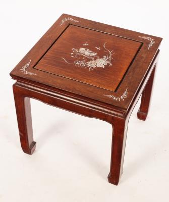 Appraisal: A Chinese hardwood and mother-of-pearl inlaid table the square top