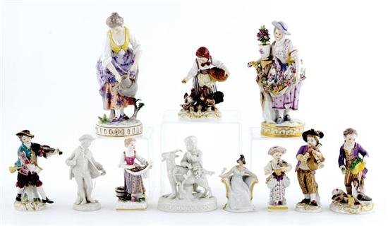 Appraisal: Meissen and German porcelain figures th th century Meissen including