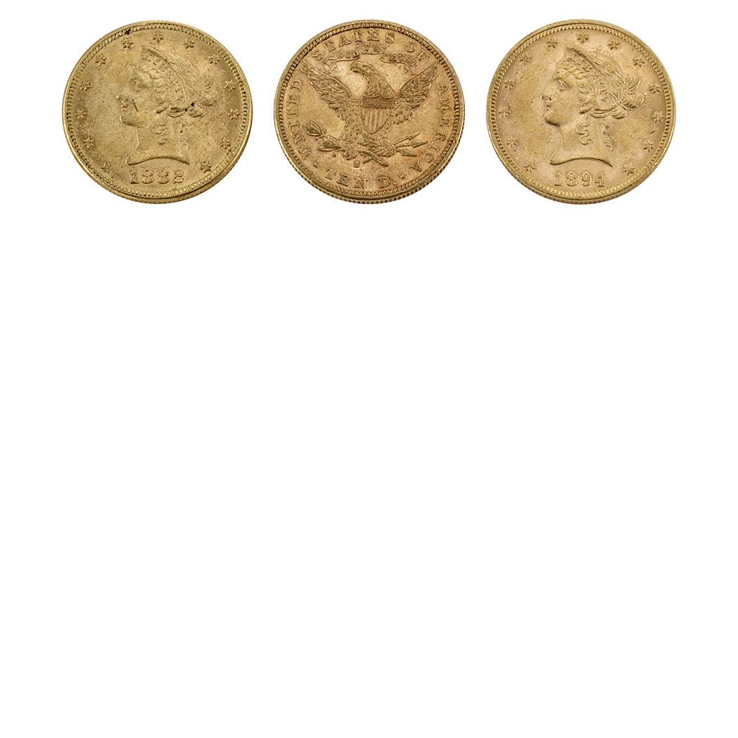 Appraisal: Three Liberty Heads Comprising examples dated S and all Very