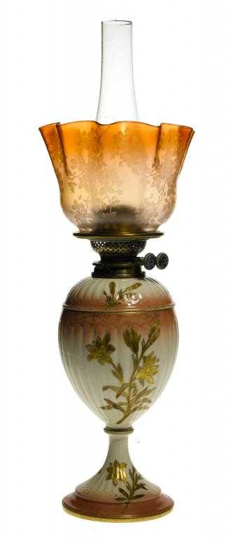 Appraisal: A LIMOGES PORCELAIN OIL LAMP of goblet shape with detachable