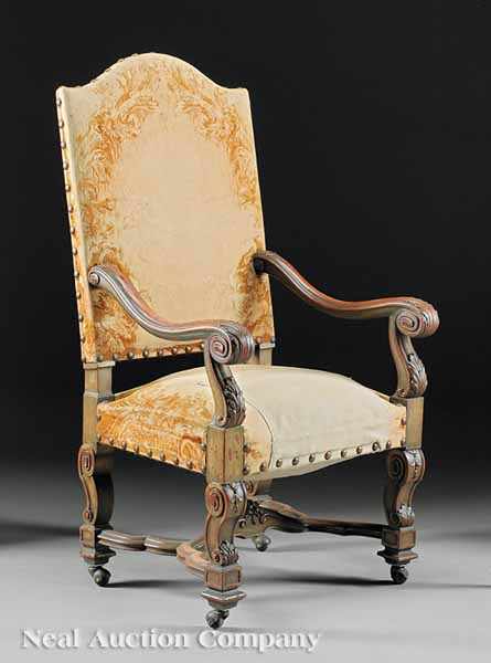 Appraisal: A Large Renaissance Revival Carved Fauteuil a la Reine th