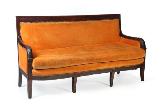 Appraisal: EDWARDIAN SOFA England late th-early th century mahogany and flame