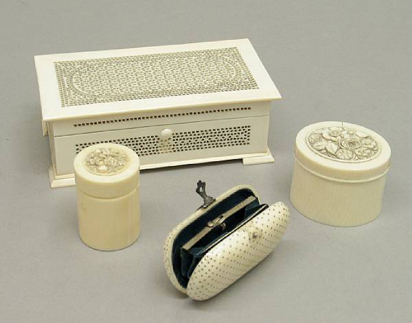 Appraisal: A group of ivory articles late th early th century