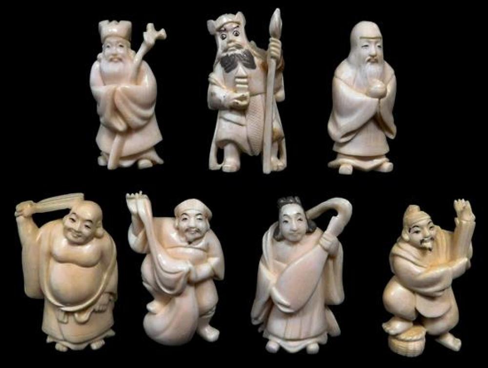 Appraisal: ASIAN Set of seven lucky gods or immortals Japanese th