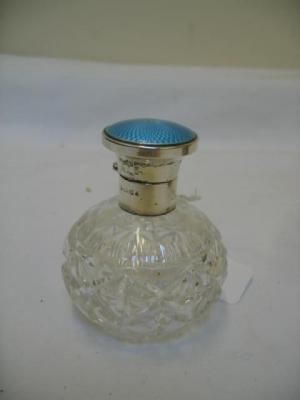 Appraisal: A CUT GLASS SCENT BOTTLE of flattened spherical form the