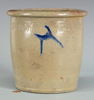 Appraisal: East TN M P Harmon Stoneware Jar Cobalt Decor Greene