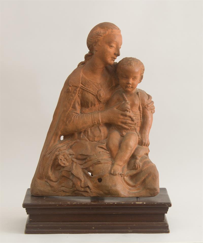 Appraisal: AFTER ANTONIO ROSSELLINO - MADONNA AND CHILD Terracotta relief hollow