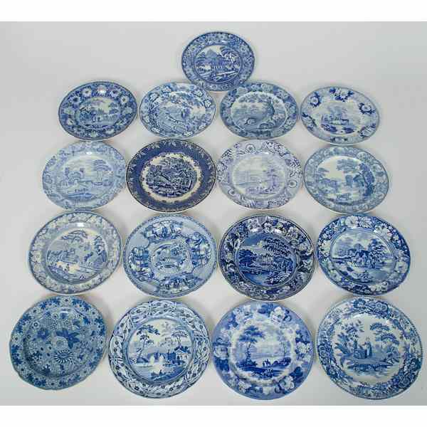 Appraisal: Blue and White Staffordshire Plates English th century A seventeen-piece