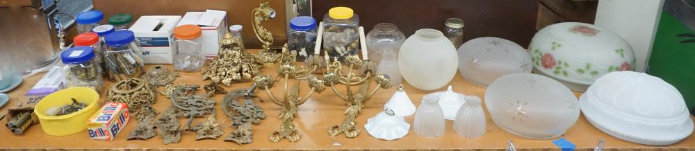 Appraisal: COLLECTION OF GLASS SHADES AND BRASS AND OTHER CHANDELIER PARTSCollection