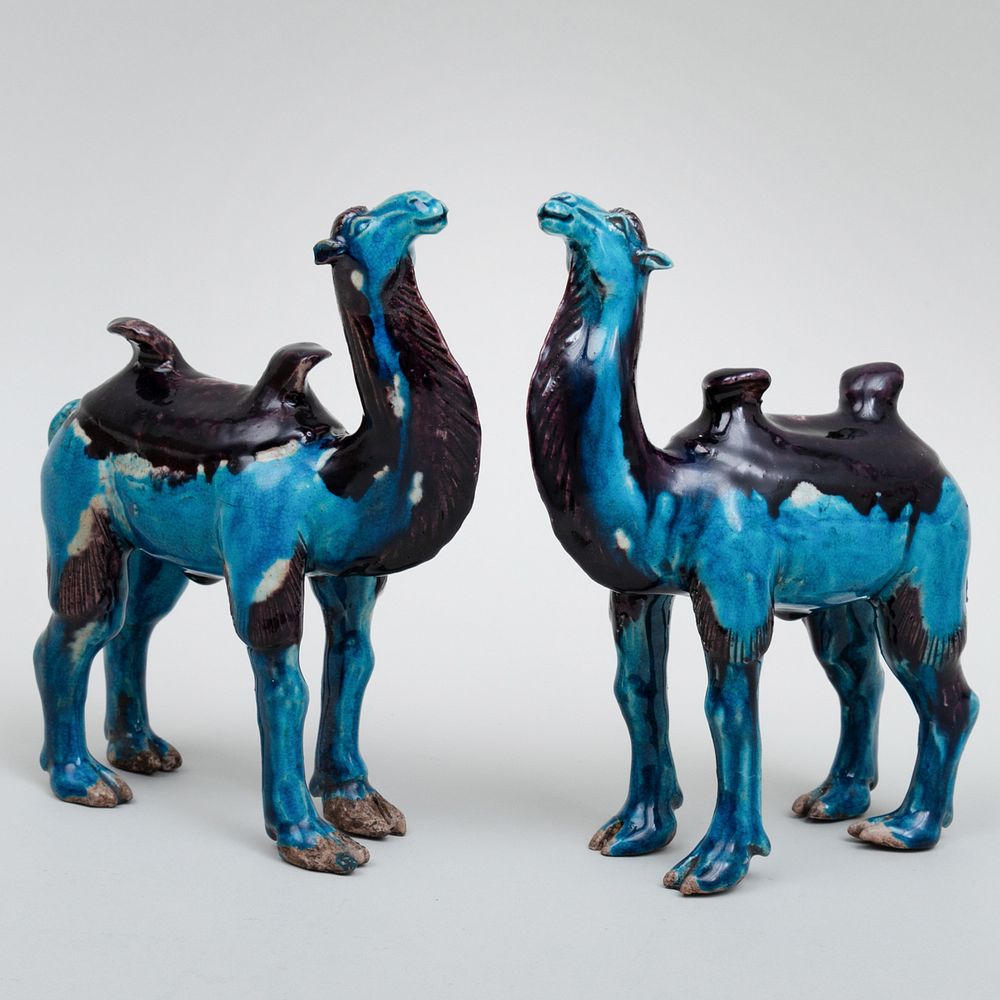 Appraisal: Pair of Chinese Tang Style Pottery Camels in high Condition