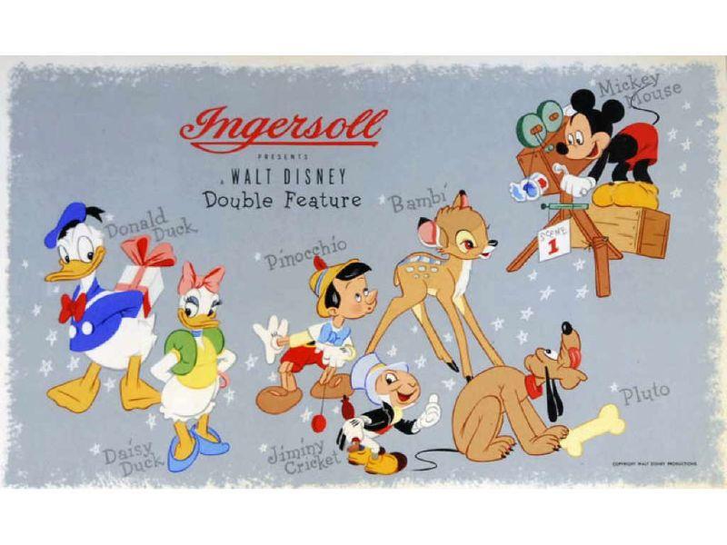 Appraisal: Ingersoll Watch Advertising Sign with Disney Chara Description '' x