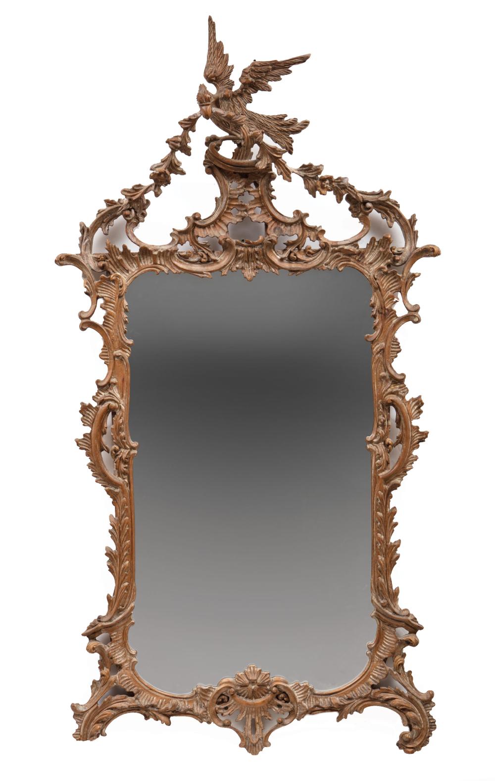 Appraisal: Chippendale-Style Mirror surmounted by a phoenix bird and floral swag