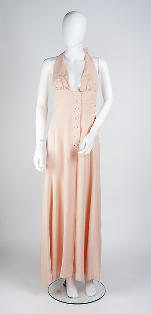 Appraisal: An Ossie Clark full length pale peach backless dress with