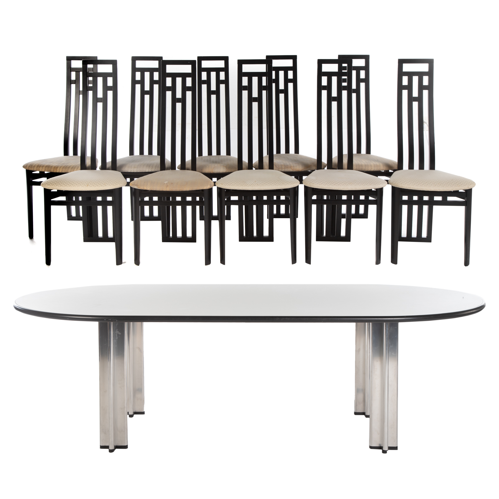 Appraisal: KNOLL DINING TABLE SET OF ITALIAN MADE CHAIRS Table designed