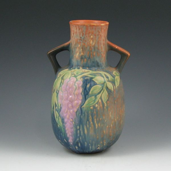 Appraisal: Roseville Wisteria - handled vase in blue Marked with original