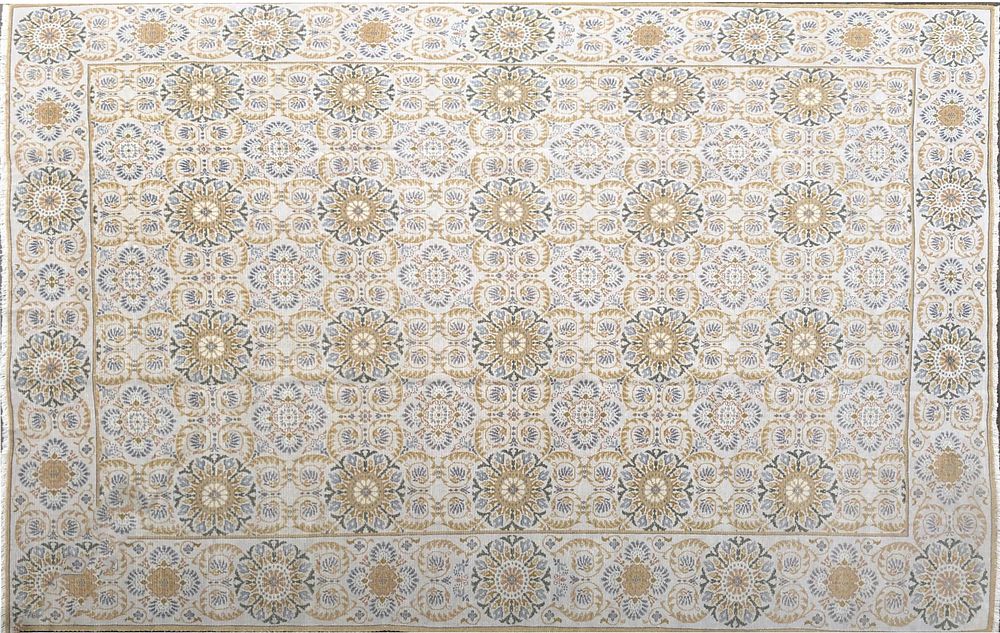 Appraisal: Portuguese Style Knotted Medallion Pattern Carpet Portuguese Style Knotted Medallion