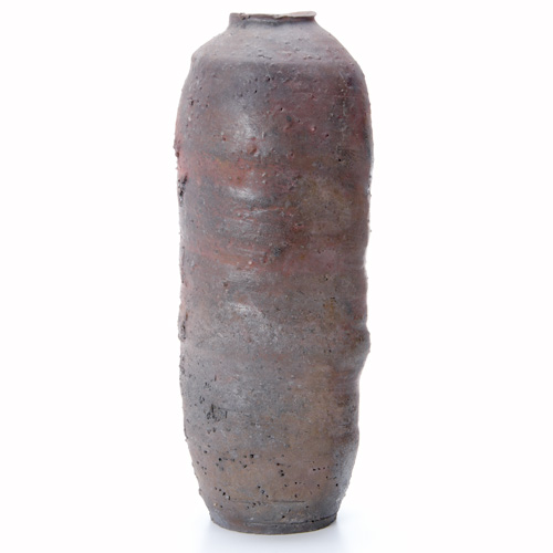 Appraisal: PAUL CHALEFF Bisque-fired vase with clay protrusions in dark iron-oxyde