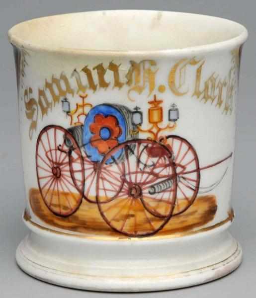 Appraisal: Fire Hose Reel Wagon Shaving Mug Gilt name Samuel Clark