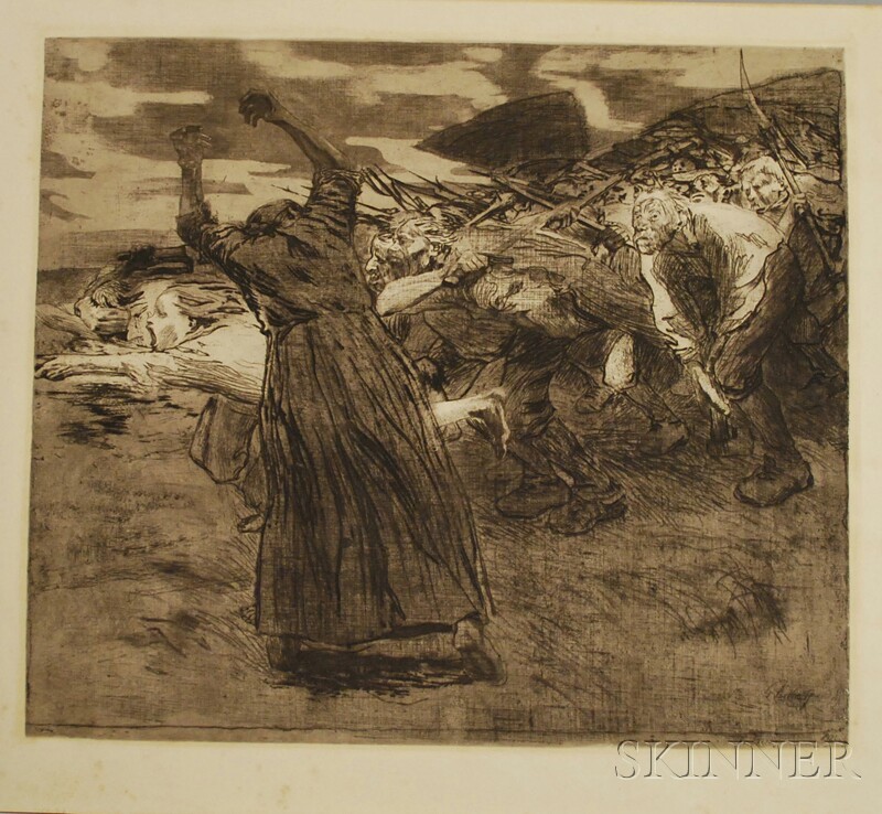 Appraisal: Kathe Kollowitz German - The Angry Mob Signed and dated