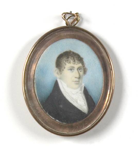 Appraisal: American School An oval portrait miniature of a gentleman early