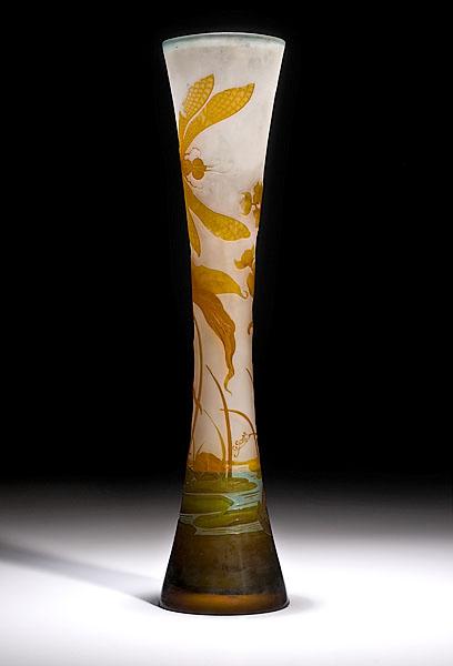 Appraisal: MONUMENTAL GALL CAMEO VASE WITH DRAGONFLIES French ca - Waisted