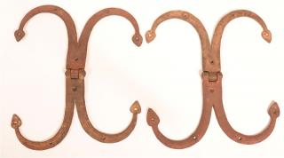 Appraisal: Wrought Iron Double Ram's Horn Hinges Pair of Late th