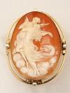 Appraisal: PENDANT BROOCH - Oval shell cameo pendant brooch carved with