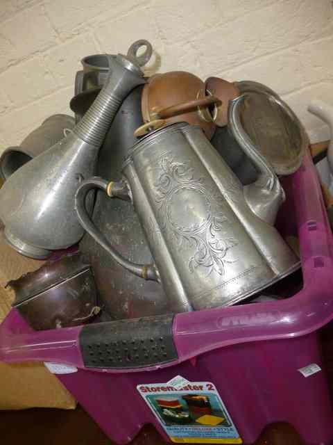 Appraisal: A QUANTITY OF MISCELLANEOUS METALWARE to include pewter decanter silver