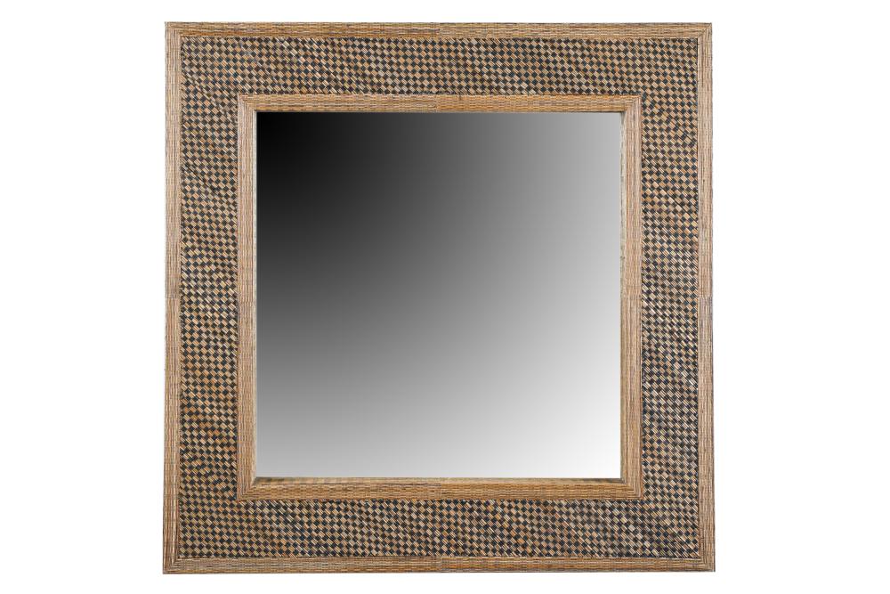 Appraisal: CONTEMPORARY WOVEN STRAW-FRAMED WALL MIRRORCondition with a few minor areas