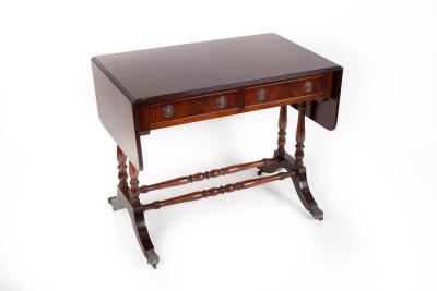 Appraisal: A mahogany two-flap sofa table fitted two drawers on turned