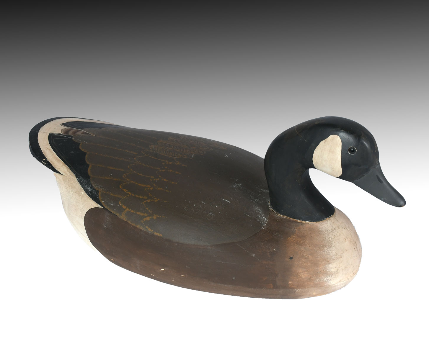 Appraisal: CANADIAN GOOSE WILDFOLWER DECOY QUOGUE NY Inset glass eyes impressed