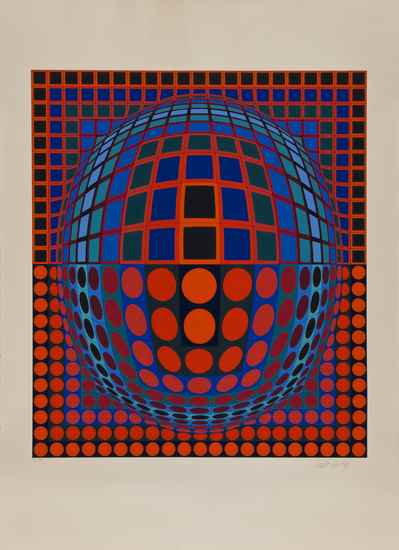 Appraisal: Victor Vasarely - Composition silkscreen printed in colours signed in