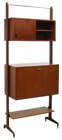 Appraisal: Italian mid-century modern teak wall unit bookcase c s rising