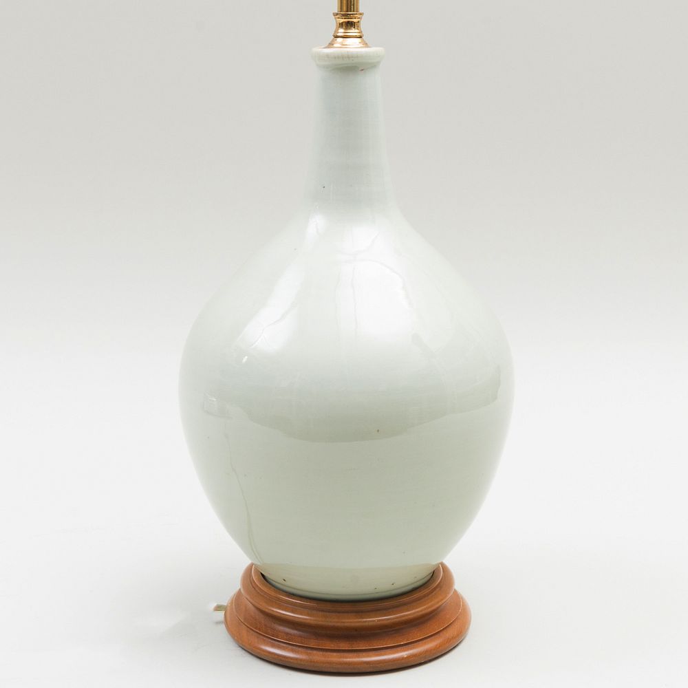 Appraisal: Porcelain White Glazed Bottle Vase Mounted as a Lamp in