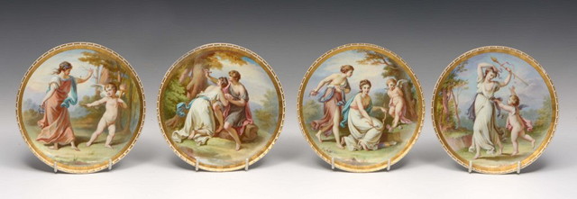 Appraisal: A SET OF FOUR MINTON PORCELAIN CABINET PLATES painted classical