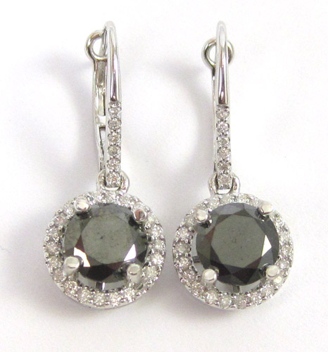 Appraisal: PAIR OF BLACK DIAMOND EARRINGS each k white gold with