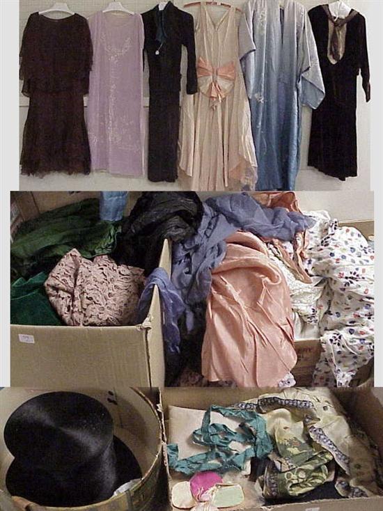 Appraisal: Vintage clothing including beaver skin hat numerous dresses including crepe