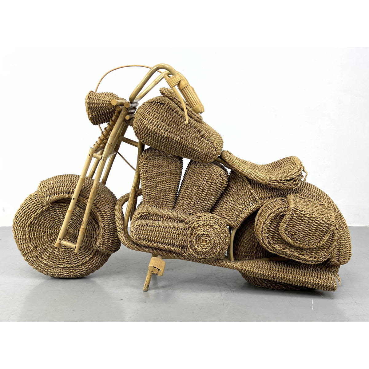 Appraisal: Large almost life-size Woven Rattan Motorcycle Sculpture Dimensions H inches