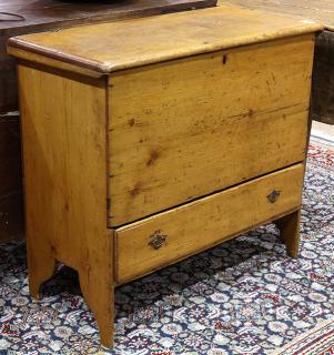 Appraisal: American Primitive pine blanket chest circa the hinged top revealing