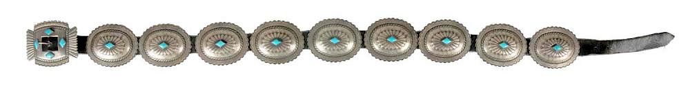 Appraisal: Silver Turquoise Belt Beautiful workmanship Circa 's Excellent