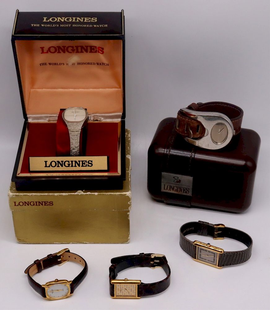 Appraisal: JEWELRY Grouping of Assorted Signed Watches Includes a Cartier gilt