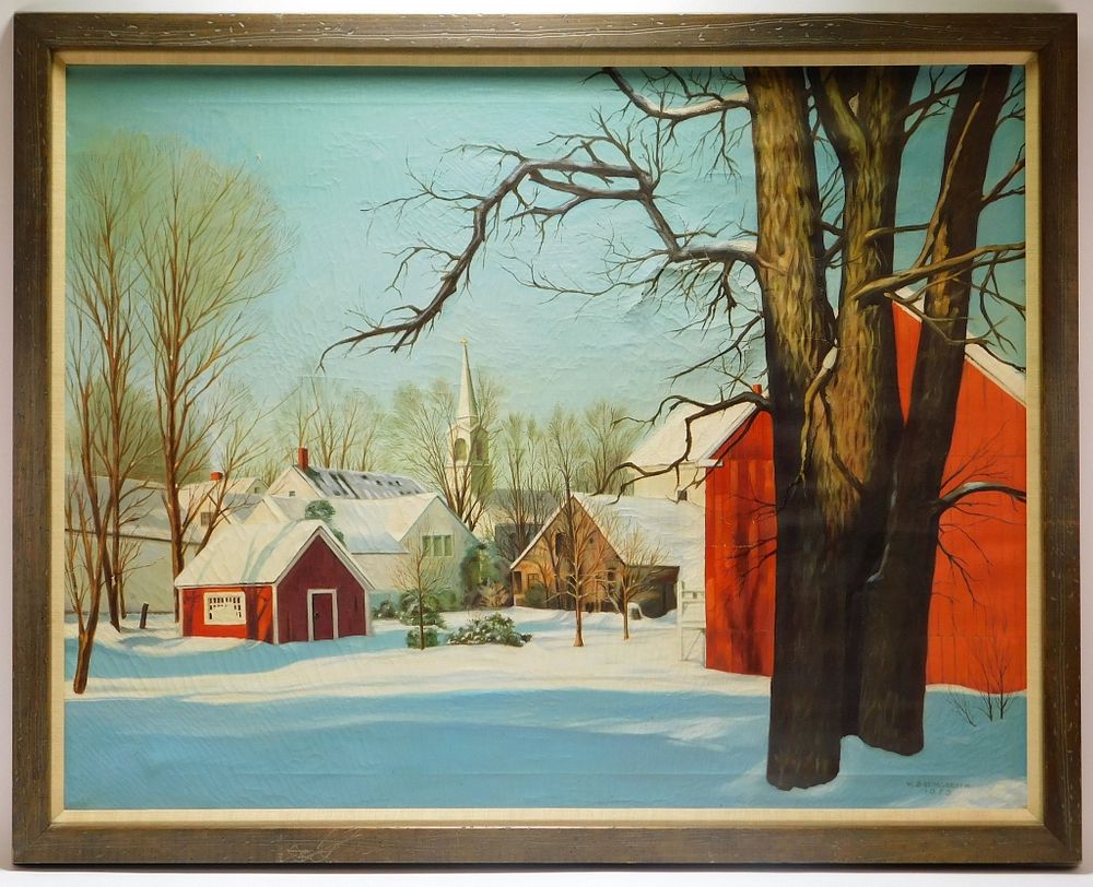 Appraisal: W Baumgarten Winter Landscape Painting W Baumgarten United States th