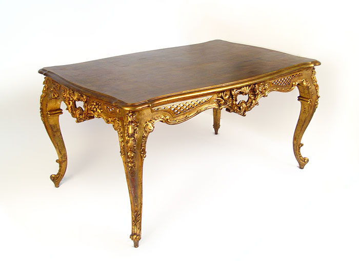 Appraisal: FRENCH ROCOCO CARVED FOYER TABLE WITH PIERCED CARVED APRON Gilt