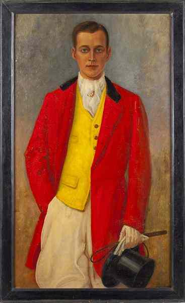 Appraisal: Portrait of a Gentleman in Hunting Dressoil on Masonite signed