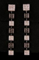 Appraisal: Black White Diamond Drop Earrings K white gold drop earrings