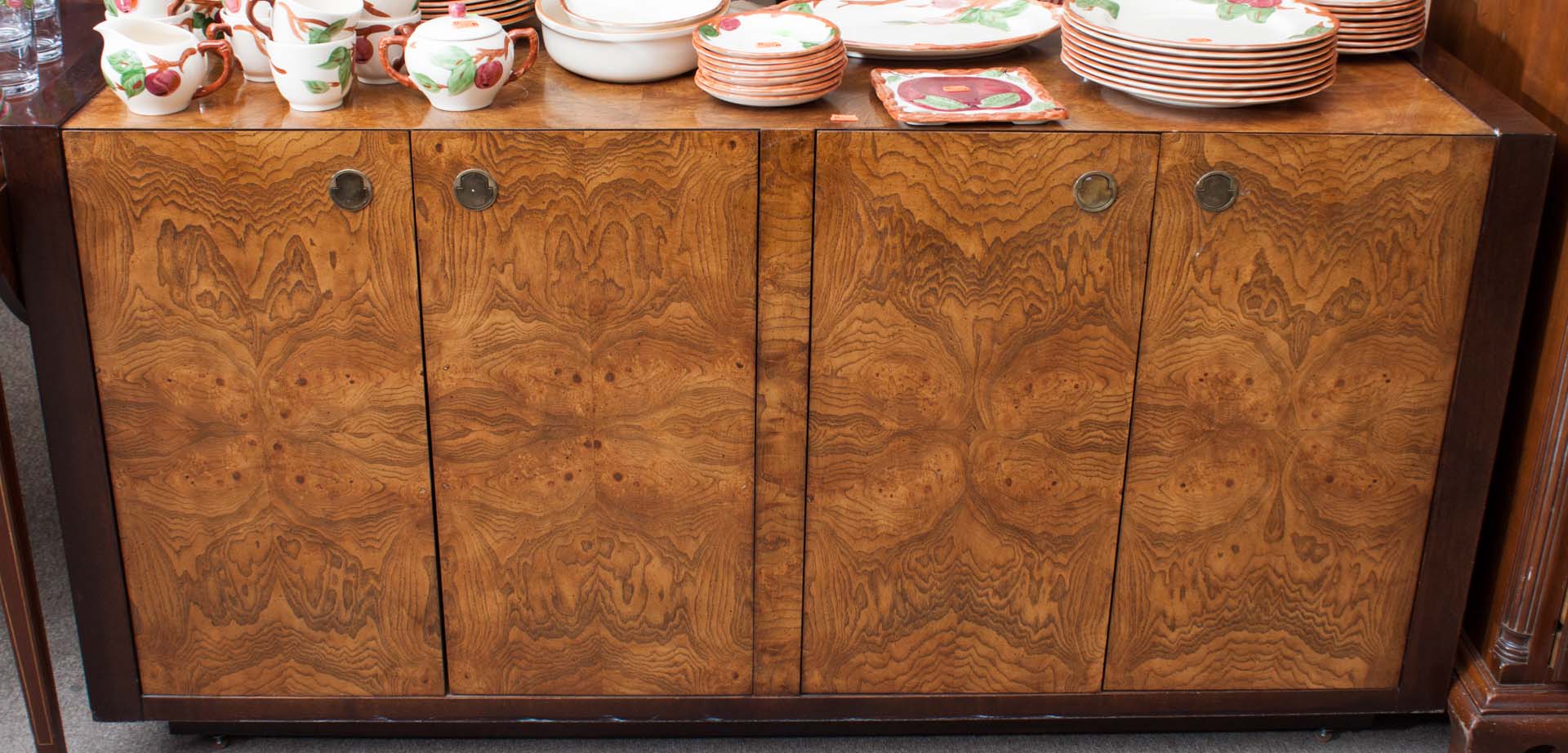 Appraisal: Contemporary burlwood cabinet