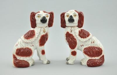 Appraisal: A Pair of Staffordshire King Charles Spaniels The pair hand