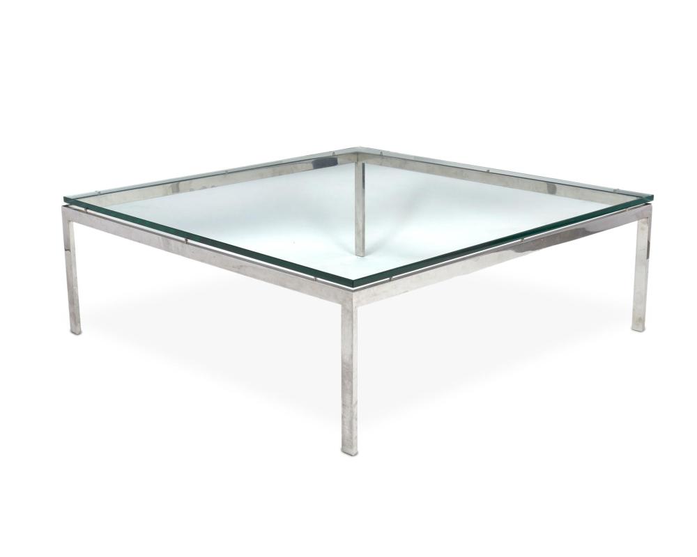 Appraisal: A large chromed steel cocktail table attributed to Milo Baughman